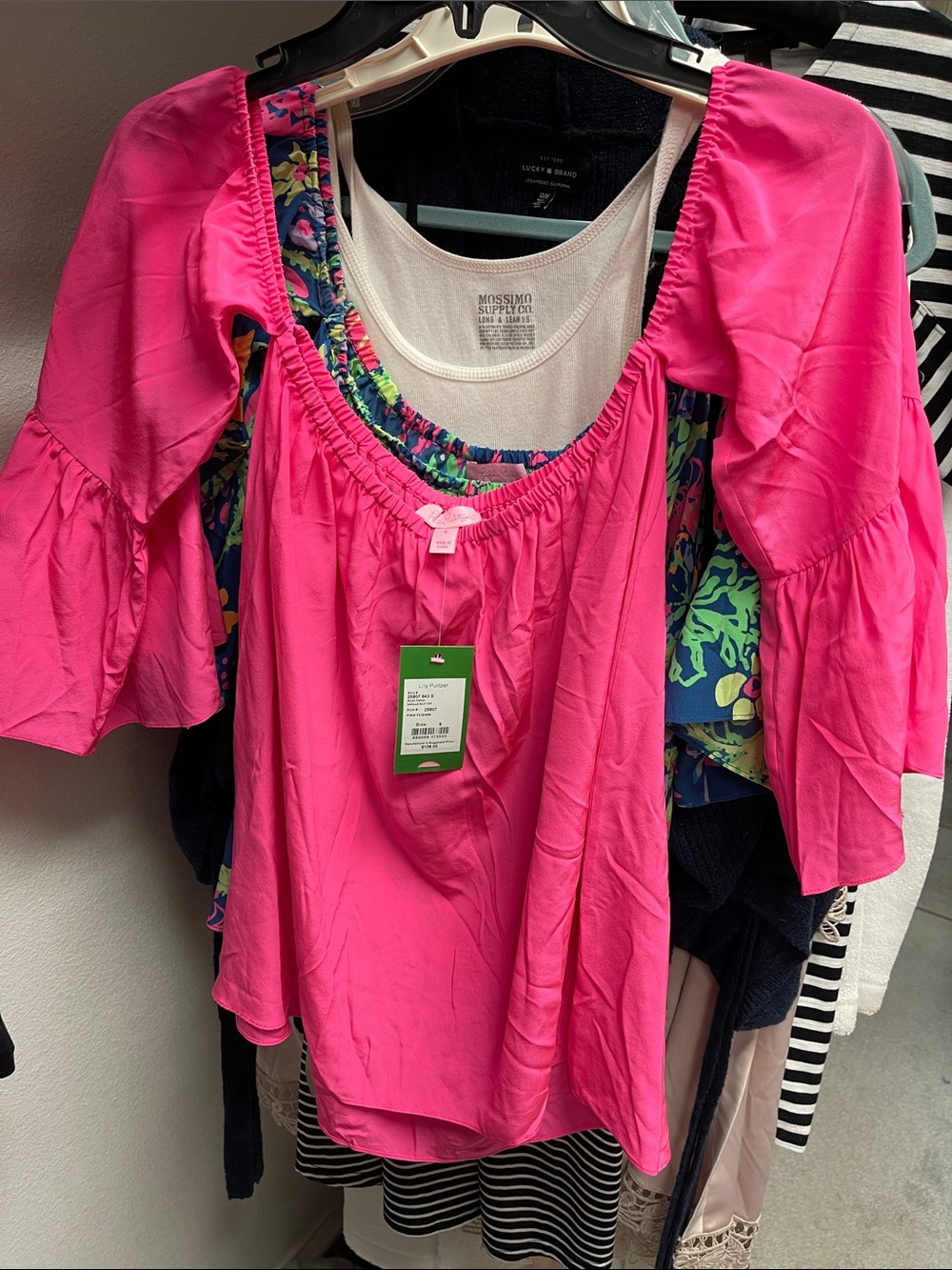 Lilly Pulitzer Hot Pink Peasant Blouse with Scoop Neck
